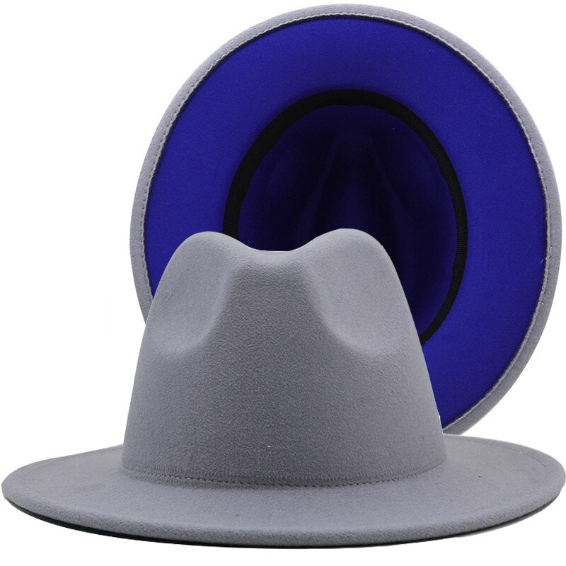 SKYLA Fedora Hat in Gray/Blue