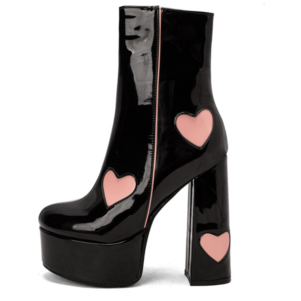 FLUER High Heel Platform Ankle Boots