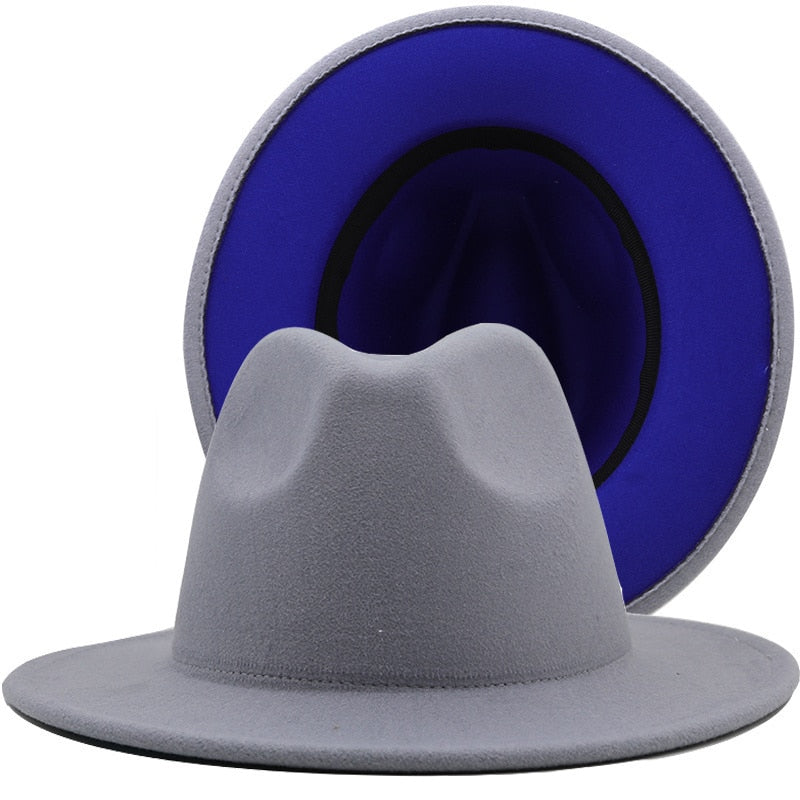 ZARINA Fedora Hat in Gray/Blue