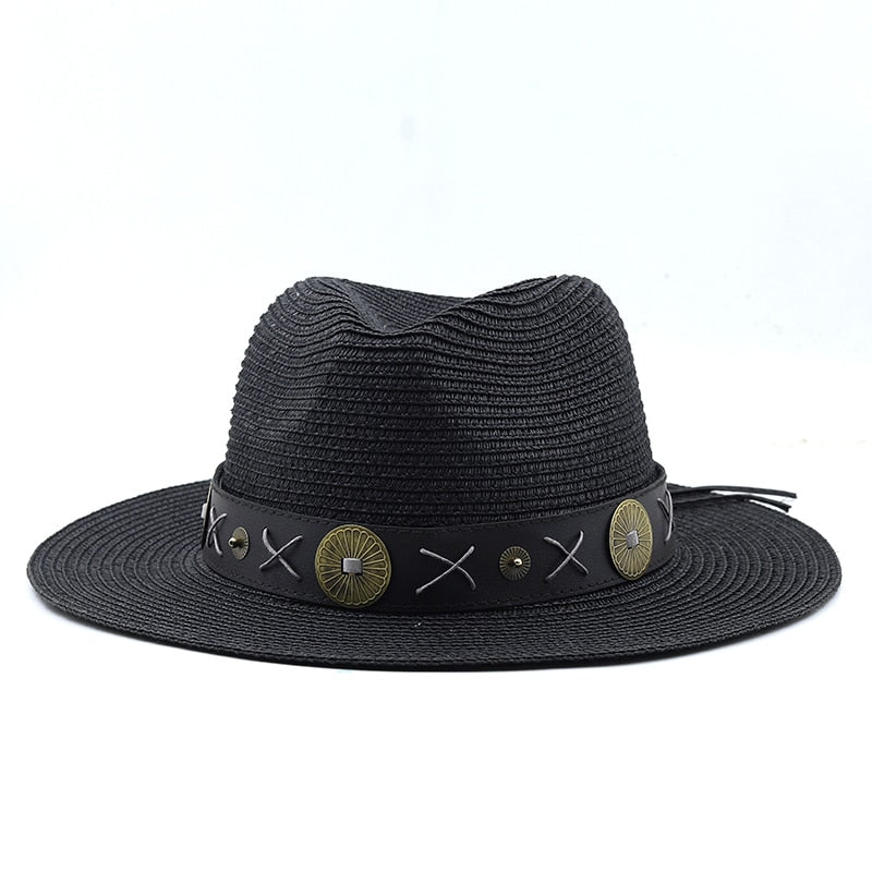ODYSSEUS Men's Straw Panama Hat in Black