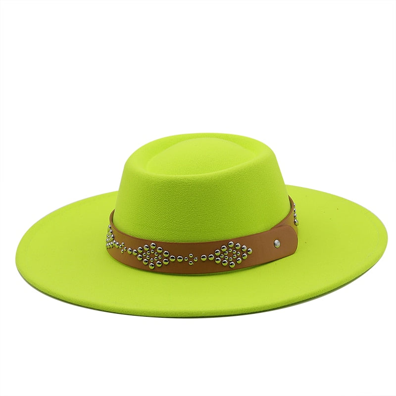 IZARIA Fedora Hat in Neon Green