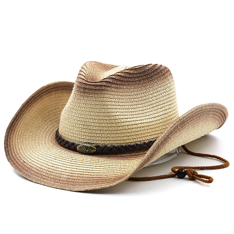 VYTAUTAS Men's Straw Cowboy Hat in Beige/Brown