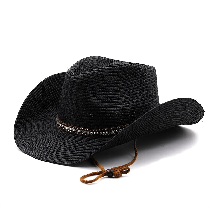 OSWALD Men's Straw Cowboy Hat in Black