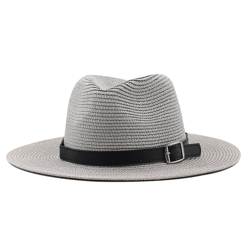 RAMSES Men's Straw Fedora Hat in Gray