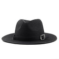 RAMSES Men's Straw Fedora Hat in Black
