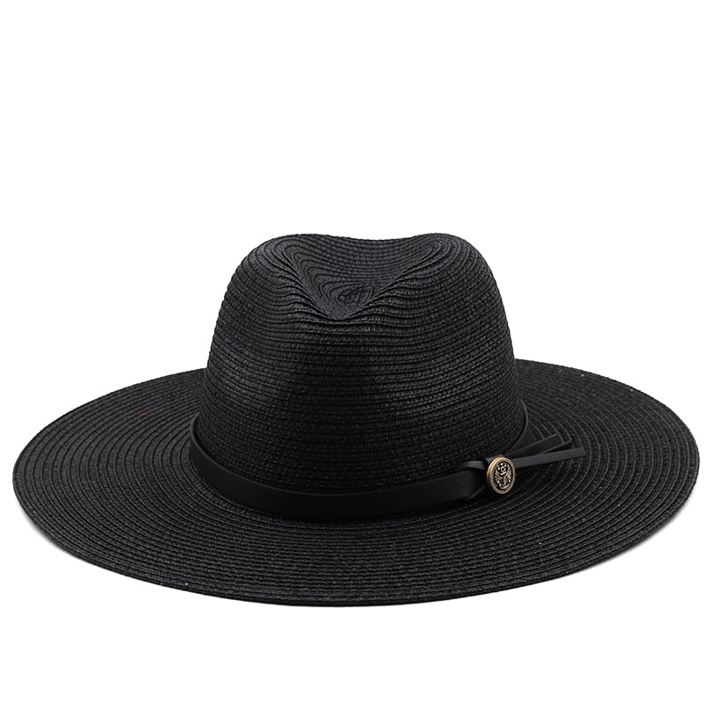 PTOLEMY Men's Straw Panama Hat in Black
