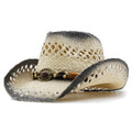 BOLESLAW Men's Straw Cowboy Hat in Beige/Black