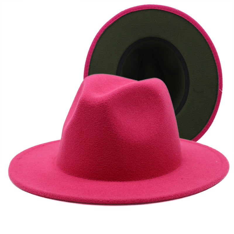 ZARINA Fedora Hat in Rose/Green