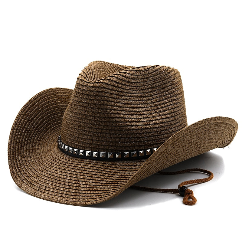 ALFONSO Men's Straw Cowboy Hat in Brown