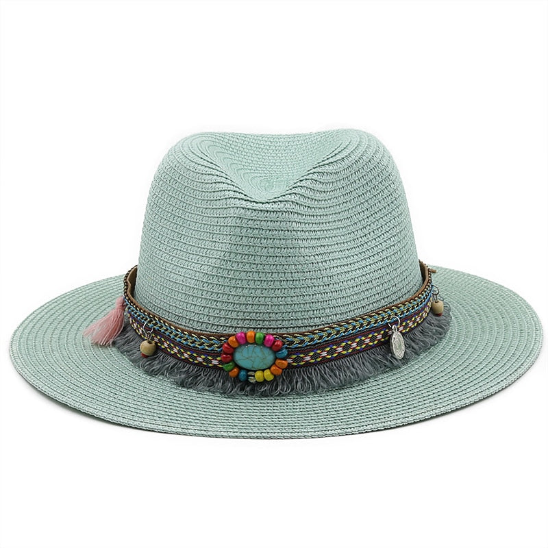LEONA Panama Hat in Mint Green