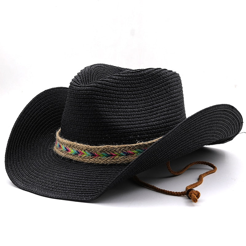 CASIMIR Men's Straw Cowboy Hat in Black