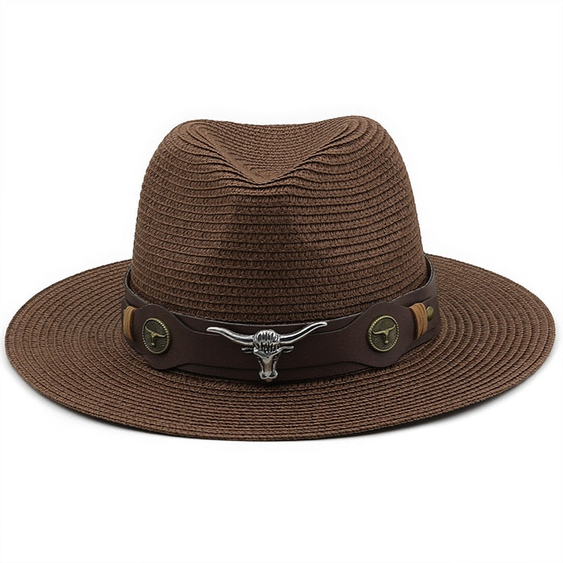 SELEUCUS Men's Straw Panama Hat in Brown