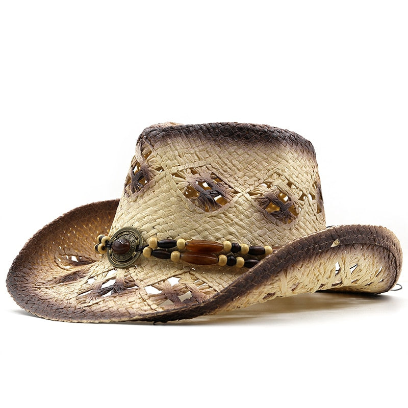 SHIREEN Cowboy Hat in Beige/Brown