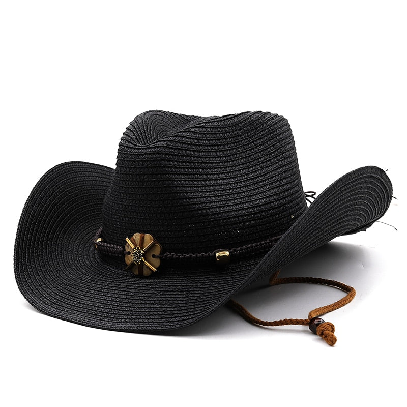 GODFREY Men's Straw Cowboy Hat in Black