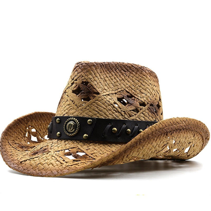HUGO Men's Straw Cowboy Hat in Khaki/Brown