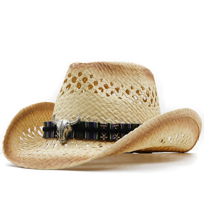 MALCOLM Men's Straw Cowboy Hat in Beige/Khaki