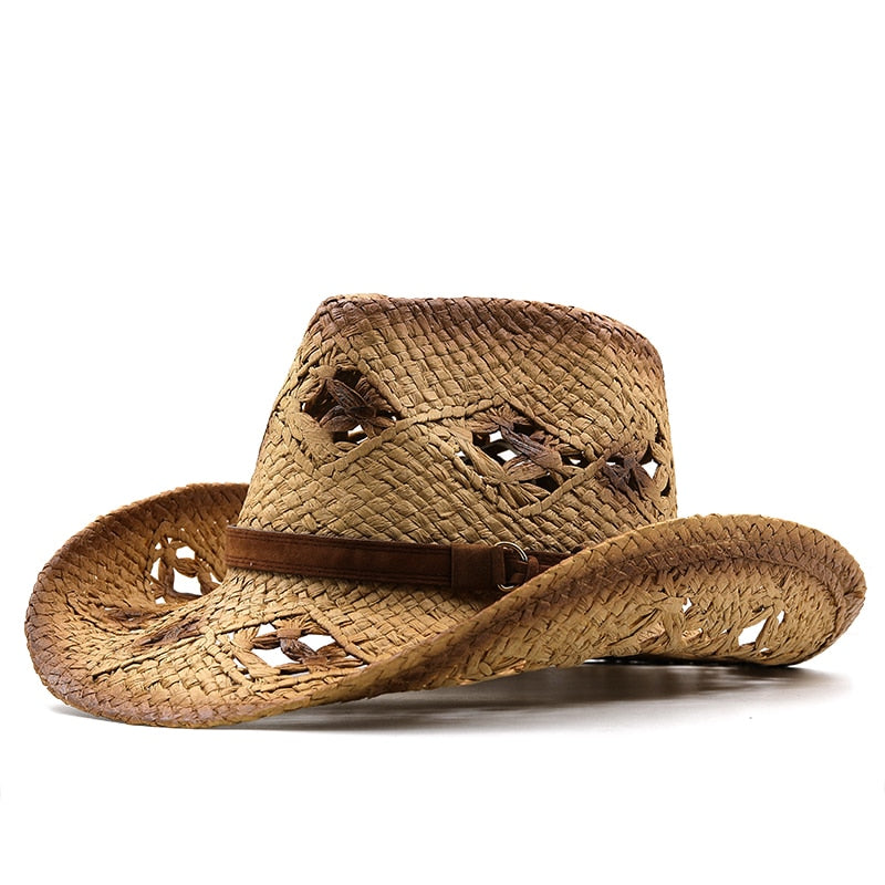 LOTHAIR Men's Straw Cowboy Hat