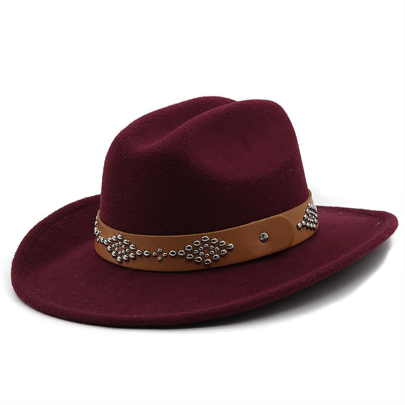 LUYI Fedora Hat in Wine Red