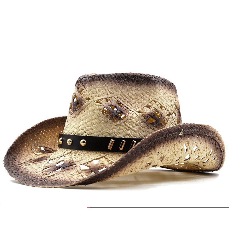 WILHELM Men's Straw Cowboy Hat in Beige/Brown