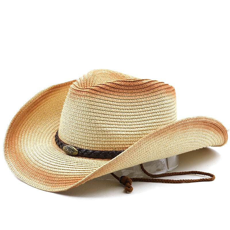 VYTAUTAS Men's Straw Cowboy Hat in Beige/Khaki