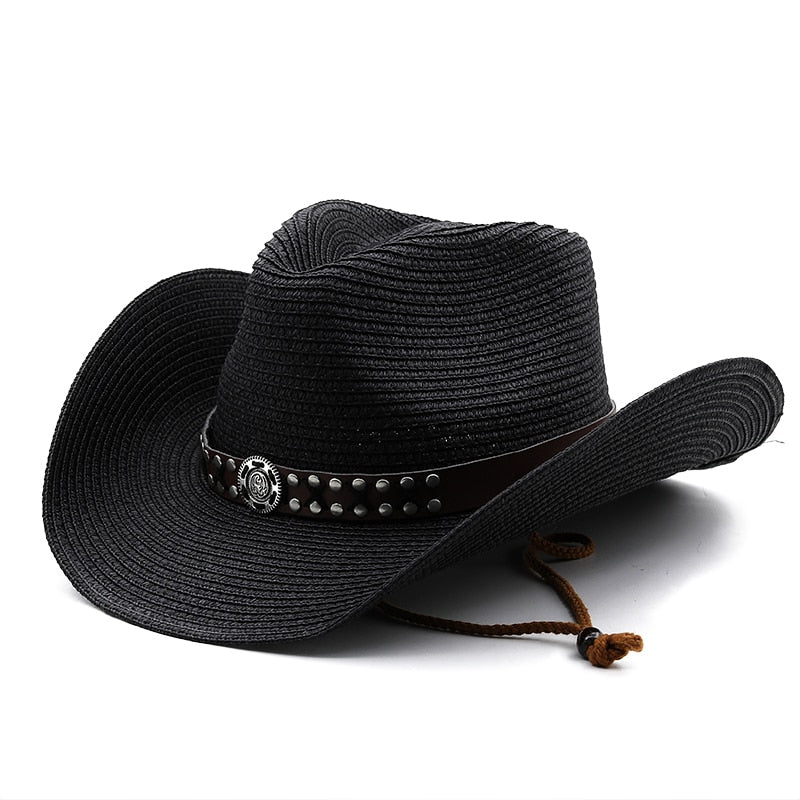 JAIME Men's Straw Cowboy Hat in Black