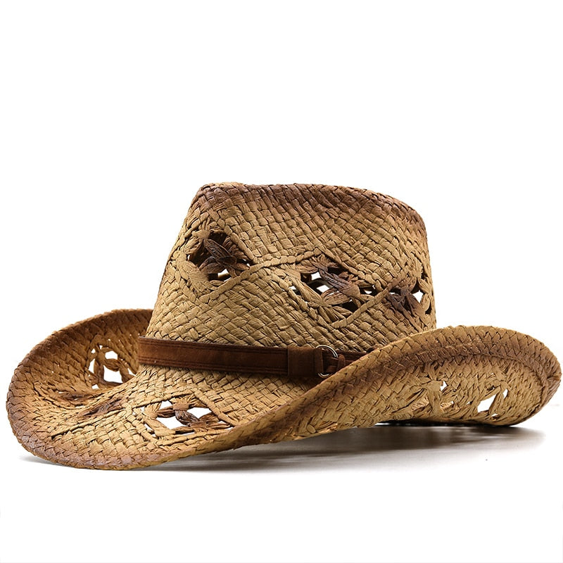 LOTHAIR Men's Straw Cowboy Hat