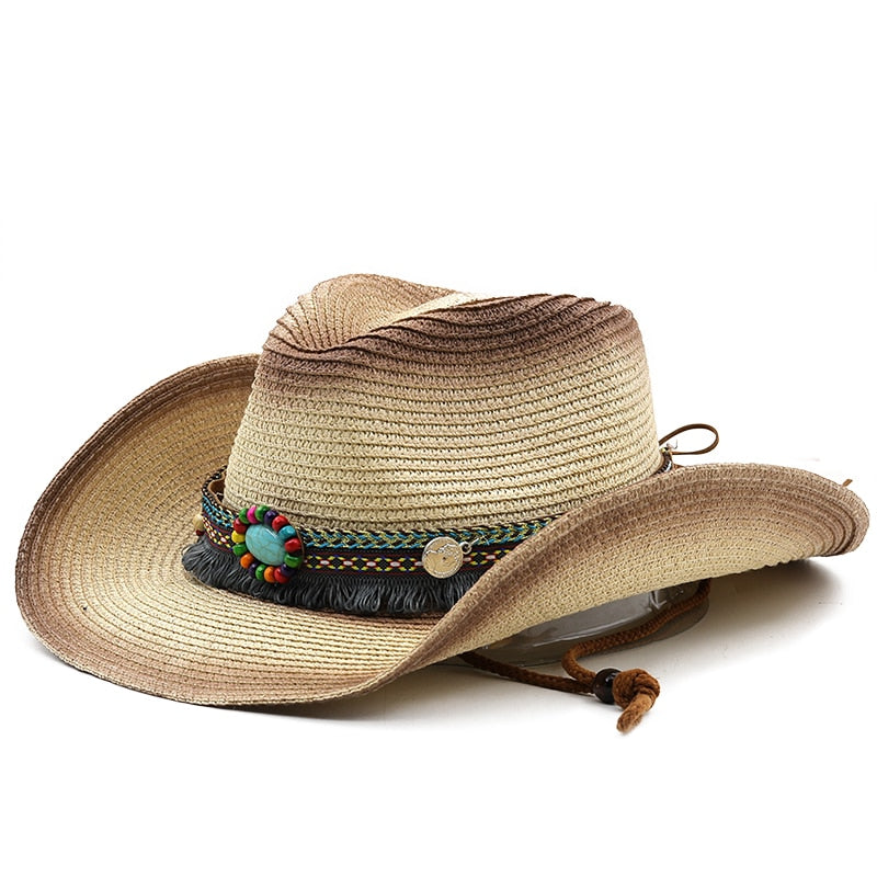 DAGOBERT Men's Straw Cowboy Hat in Beige/Brown