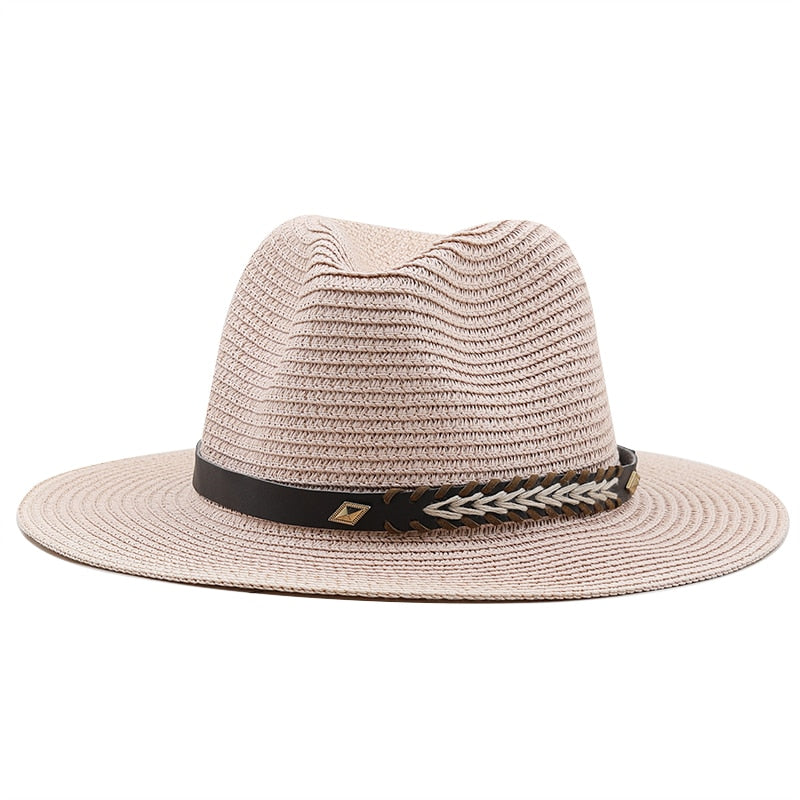 CYRUS Men's Straw Fedora Hat in Pink