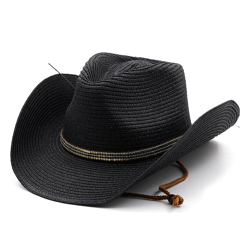 PEDRO Men's Straw Cowboy Hat in Black