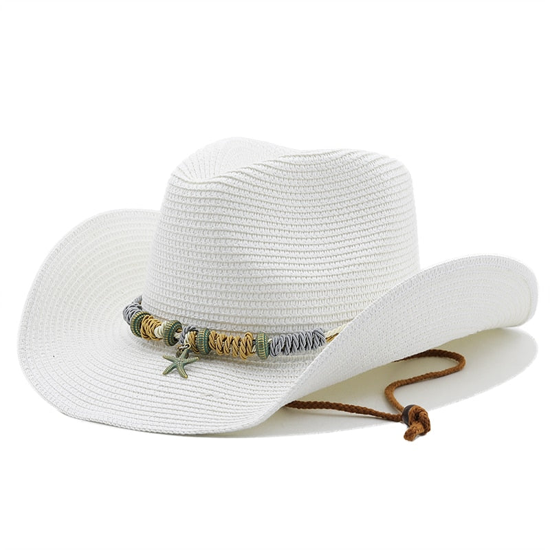 VITTORIO Men's Straw Cowboy Hat in White