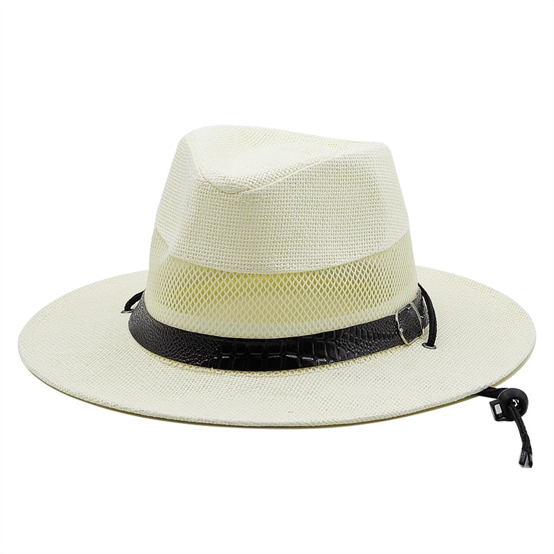 HADRIAN Men's Straw Fedora Hat in White