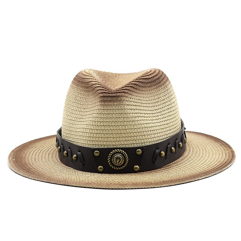 MARCUS Men's Straw Fedora Hat in Tan/Brown