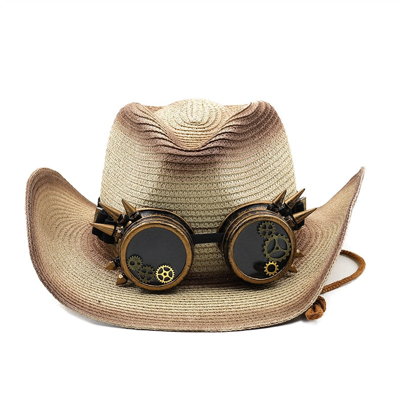 DUNCAN Men's Steampunk Cowboy Hat with Goggles