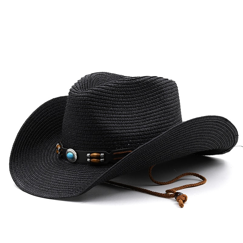 VALDEMAR Men's Straw Cowboy Hat in Black