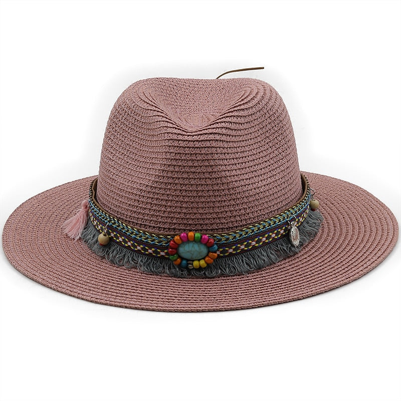 LEONA Panama Hat in Rosy Brown