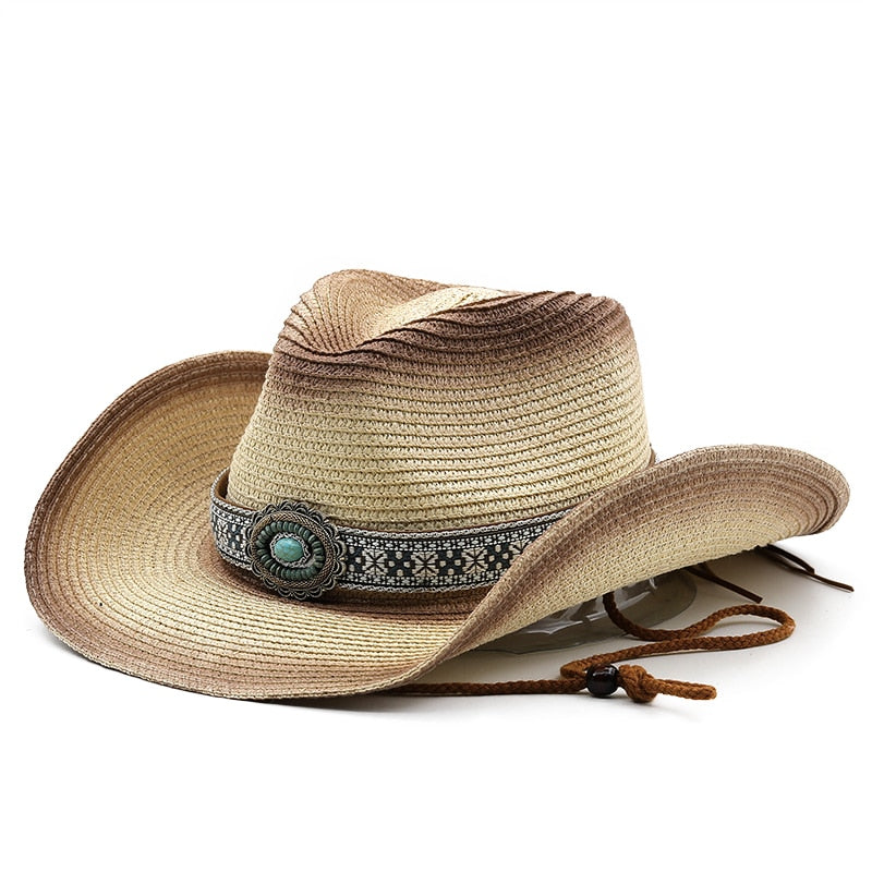 CHARLEMAGNE Men's Straw Cowboy Hat