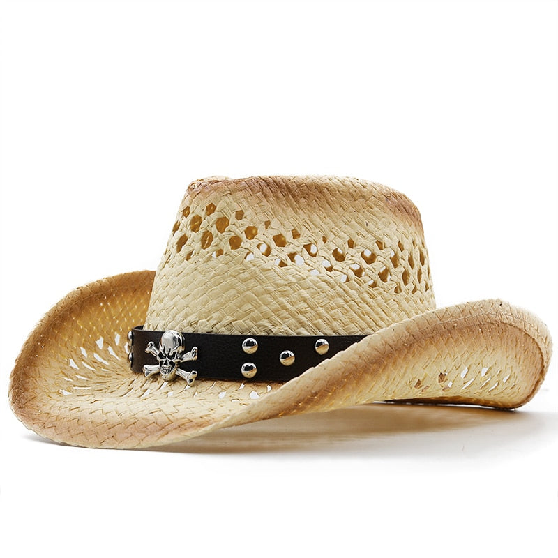 BRIAN Men's Straw Cowboy Hat in Beige/Khaki