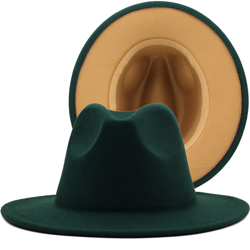 SKYLA Fedora Hat in Green/Tan