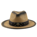 MARCUS Men's Straw Fedora Hat in Khaki/Black