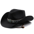THEODORIC Men's Straw Cowboy Hat in Black