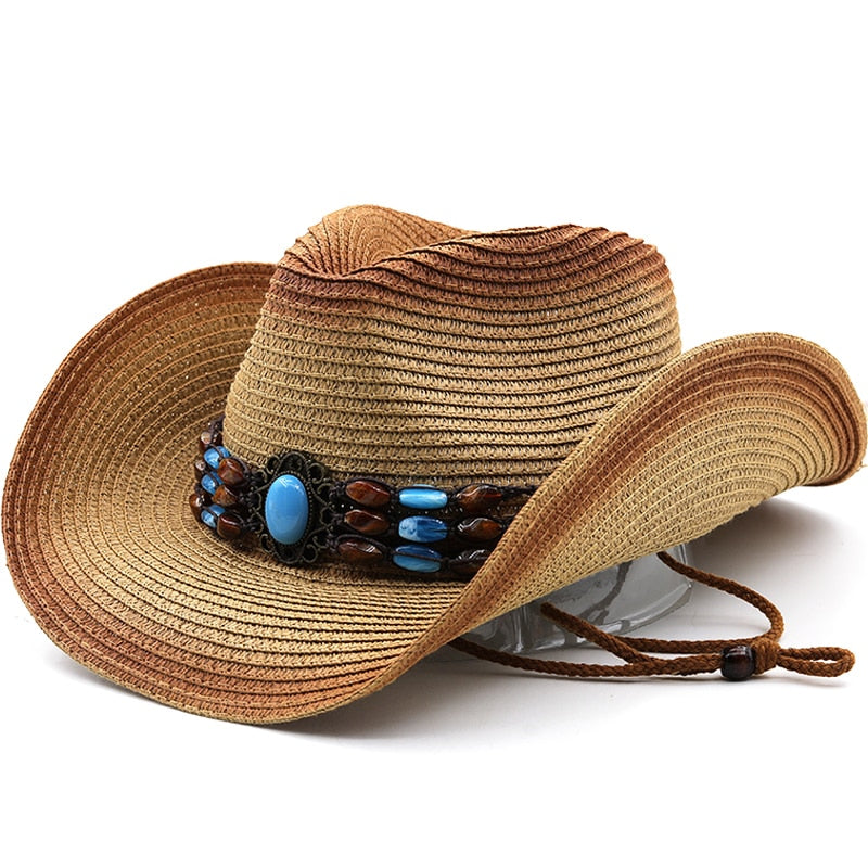 RAELLA Cowboy Hat in Khaki/Caramel