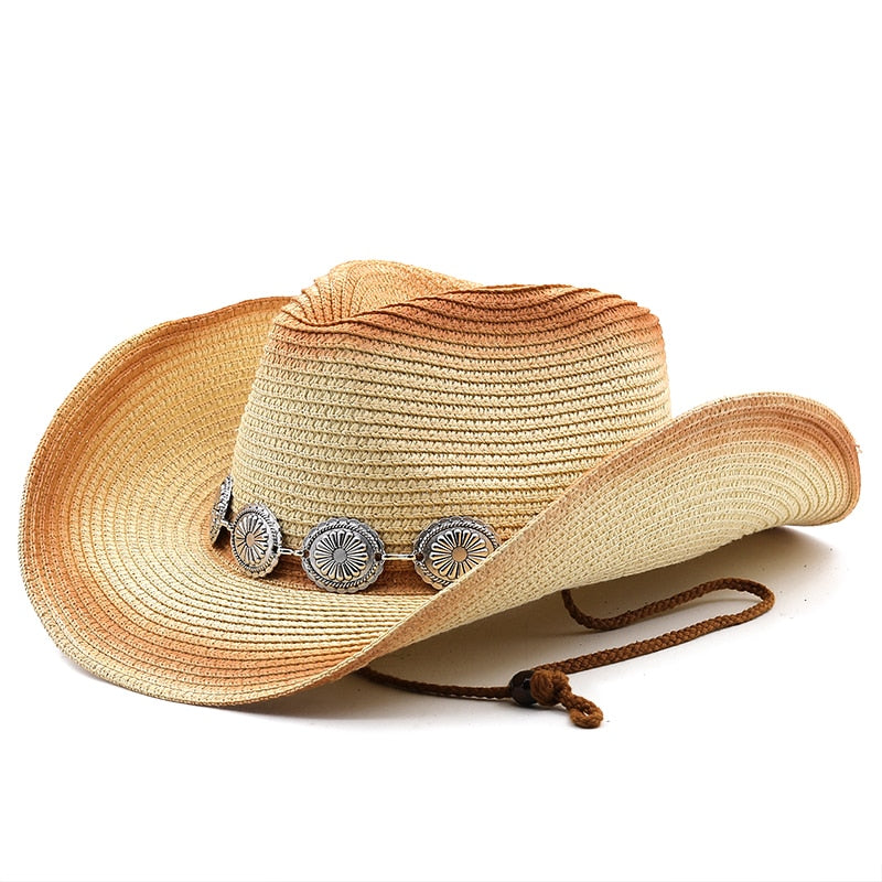 RUDOLF Men's Straw Cowboy Hat in Beige/Khaki