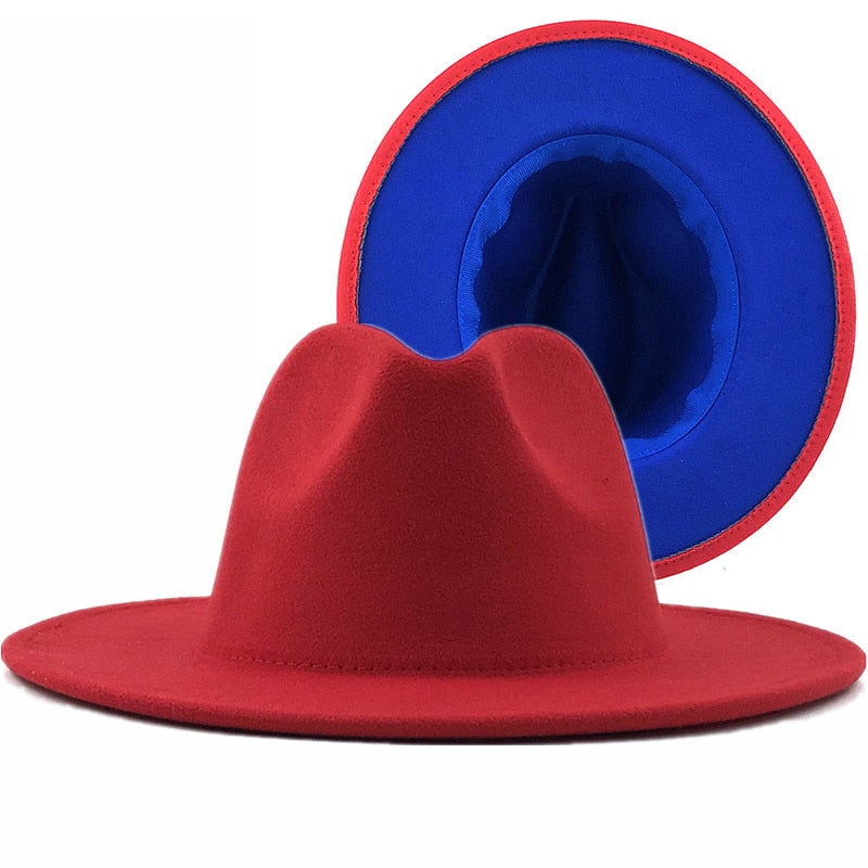 SKYLA Fedora Hat in Red/Blue
