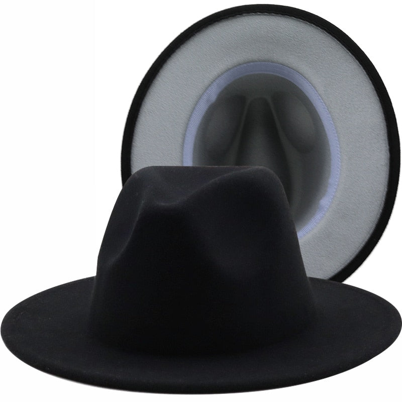 ZARINA Fedora Hat in Black/Gray