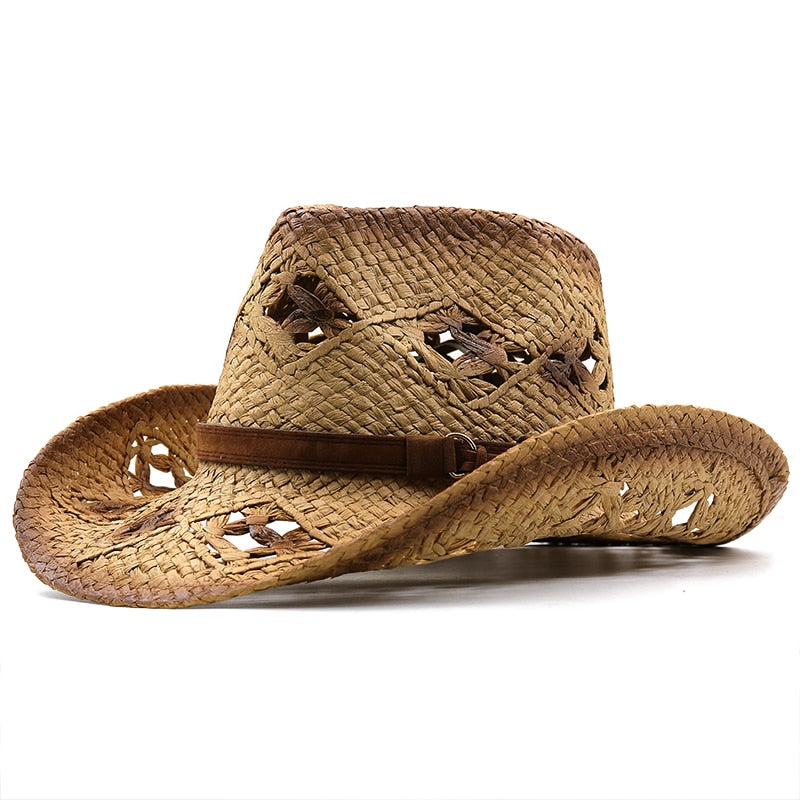 LOTHAIR Men's Straw Cowboy Hat