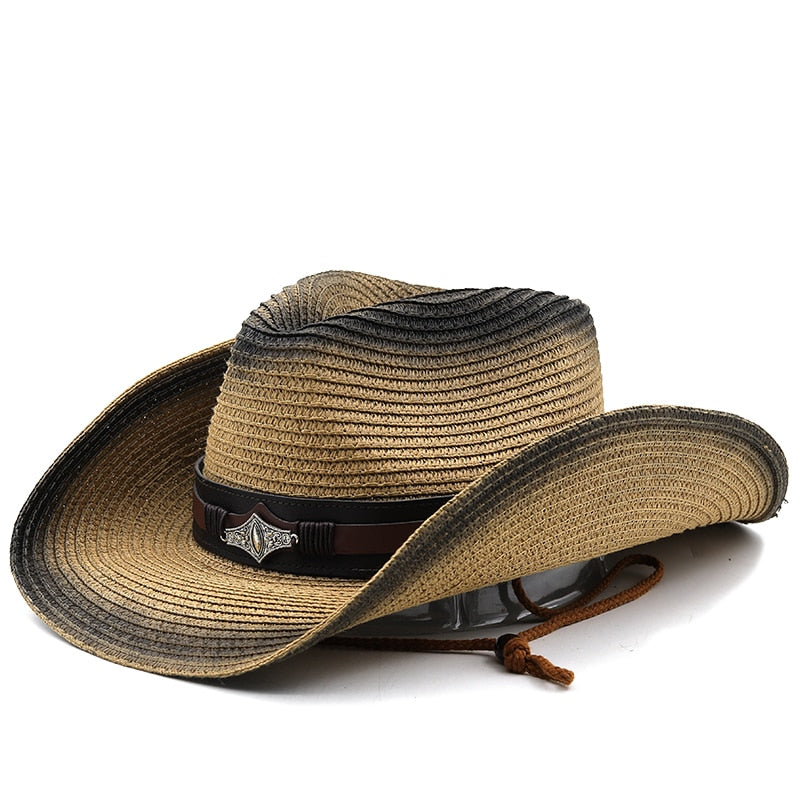 STEFAN Men's Straw Cowboy Hat