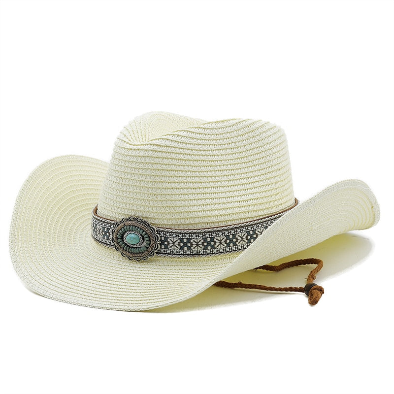 THEODORIC Men's Straw Cowboy Hat in Off-White
