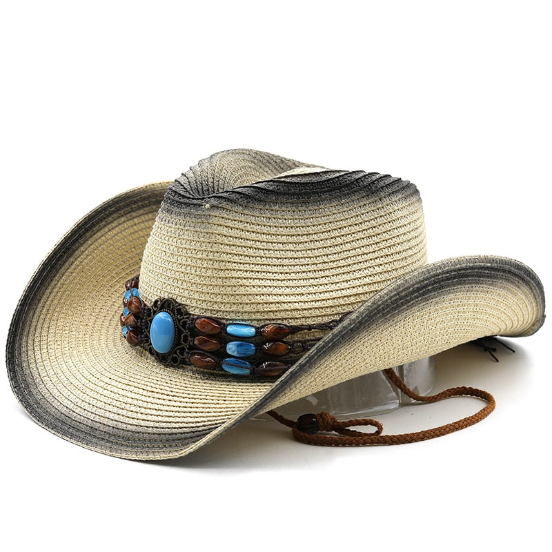 RAELLA Cowboy Hat in Beige/Black