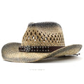 SWEYN Men's Straw Cowboy Hat in Beige/Black