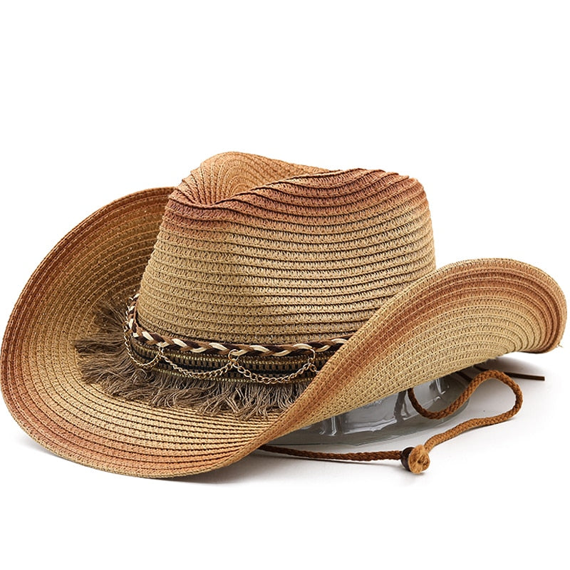 MATTHIAS Men's Straw Cowboy Hat in Khaki/Caramel